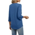 thumbnail image 5 of WIHOLL Womens V Neck Tunic Tops 3/4 Sleeve Blouses with Button Women Casual Shirts for Business Outfits, 5 of 10