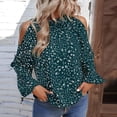 thumbnail image 5 of LEAVINGSUO Long Sleeve Shirts for Women, Fall Womens Tops Womens Summer Casual Floral Printing Round Neck Long Sleeve Off Shoulder Tops Loose Blouses, 5 of 7