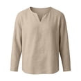 thumbnail image 4 of VeFlora Men's Linen Shirt, Long-Sleeve, V-Neck, Button-Down Linen Shirt, Men's Summer Shirt, Lightweight, Casual Shirt, Men's Shirts, Beach Shirt(Beige/L), 4 of 8