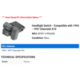 thumbnail image 2 of Headlight Switch - Compatible with 1994 - 1997 Chevy S10 1995 1996, 2 of 2
