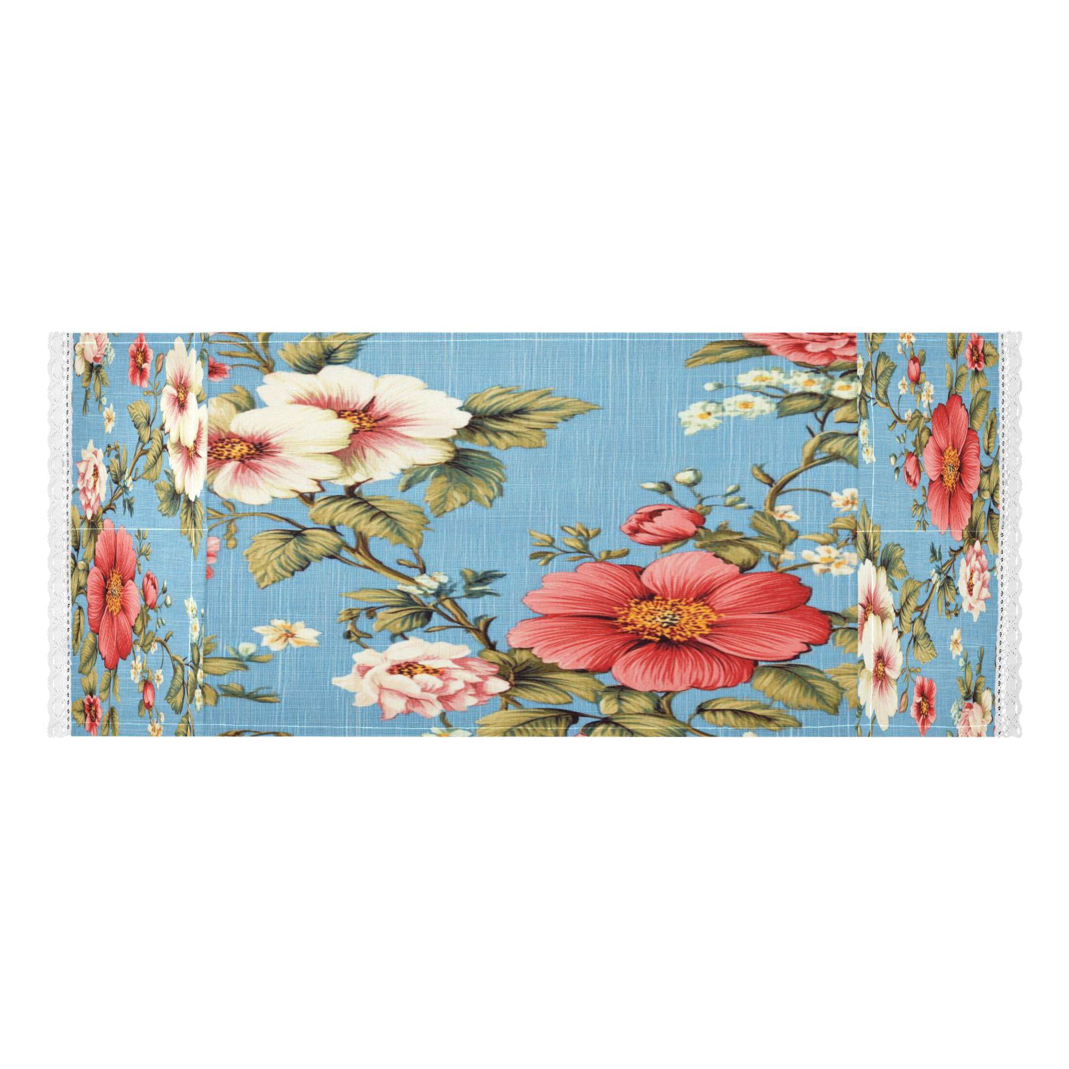 WOBOGO Red and White Vintage Flowers Washing Machine Cloth Dryer Refrigerator Top Cover Protective Non-Slip Mat For Kitchen Laundry