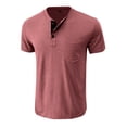thumbnail image 4 of Vmvidoty Mens Casual Short Sleeve Henley Shirts Fashion Button T Shirts with Pocket Wine 3XL, 4 of 7