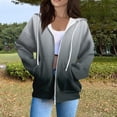 thumbnail image 5 of Lmnyox Zip Up Hoodies Women's Fashion Long Sleeve Print Hooded Jacket Casual Loose Drawstring Sweatshirt with Pocket, 5 of 5