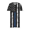 thumbnail image 4 of Usmixi Womens Dresses for Independence Day Plus Size Loose Pocket 4th of July Swing Tunic Dresses Short Sleeve V-Neck Star Striped Print Midi 2023 Summer Dress Black s, 4 of 5
