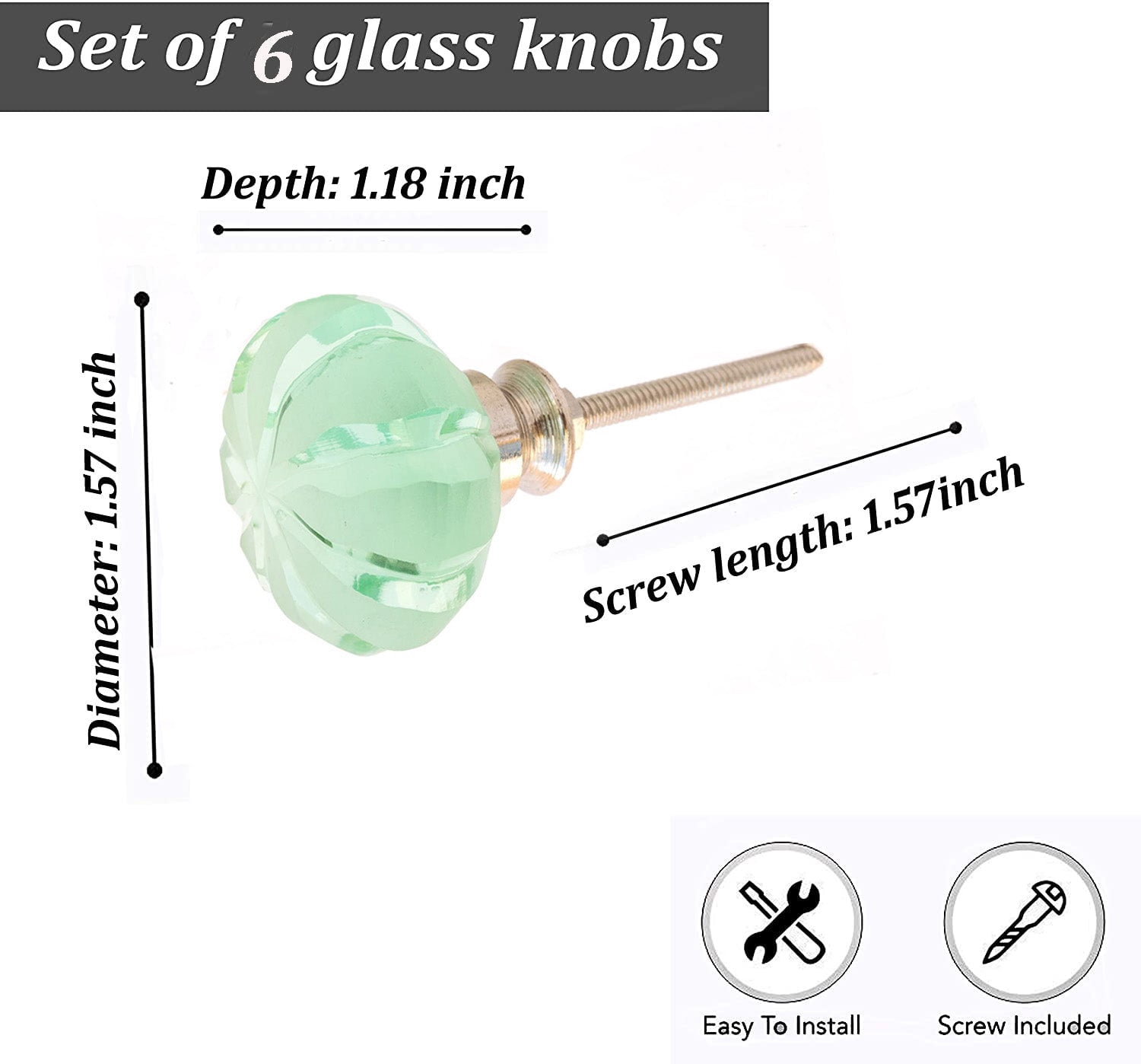 Set Of Six Mint Green Tomato Glass Cabinet Knobs by Perilla Home
