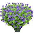 thumbnail image 1 of 10 ramos de flores artificiales planta falsa, resistente a los rayos UV verdor arbustos plantas eucalipto interior al aire libre colgante jardinera hogar jardín decoración, púrpura | JUNJUN, 1 of 5
