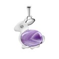 thumbnail image 1 of Beads Rabbit Animal Necklaces & Pendants Chakra Reiki Pink Purple Crystal, 1 of 6