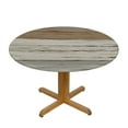 thumbnail image 3 of CMMY  Round Fitted Tablecloth Wooden Texture Print Rustic Style Table Cloth with Elastic Edged Waterproof Wipeable Round Table Cover for Patio Parties Outdoor Decor White, 3 of 7