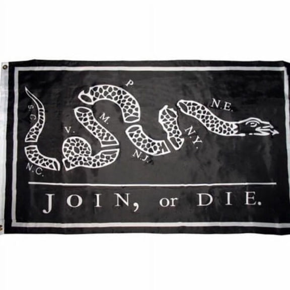 Black Join or Die Benjamin Franklin Tea Party Flag 3'x5' House Banner US SELLER