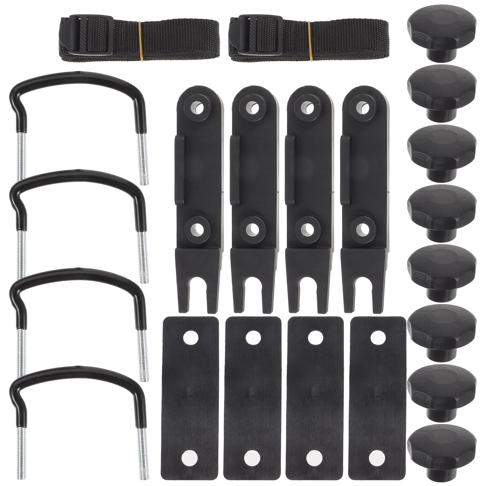 4 PCS Roof Box U-Bolt Clamps, Universal Metal Rooftop Cargo Carrier Rack Bolts, Car Van Mounting Fitting Kit, U-Bracket Clips with 8 Lock Nuts