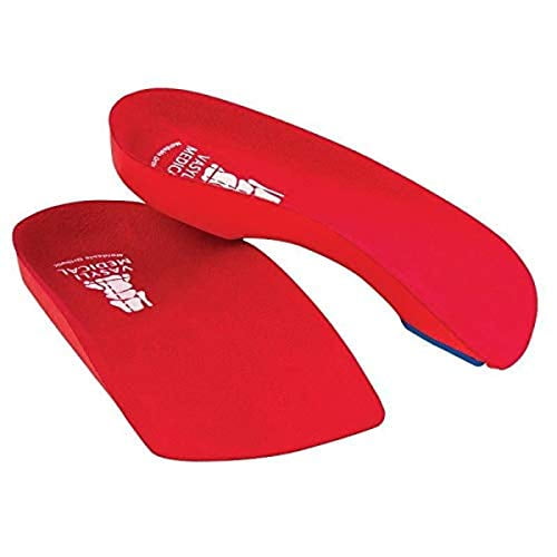 Vasyli Custom 3/4 Length Insoles, Red, Medium, Fast & Effective Pain Relief, Solid Biomechanical Control, Firm Density, High Performance Orthotic, Athletes, Overweight Patients, Heat Moldable