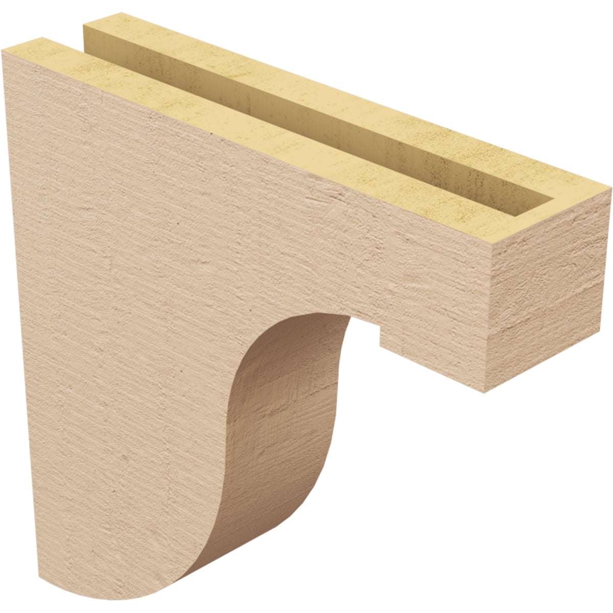 3"W x 12"D x 12"H Thin Del Monte Rough Cedar Woodgrain TimberThane Corbel, Primed Tan