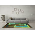 thumbnail image 3 of Ahgly Company Machine Washable Indoor Square Oriental Turquoise Blue Modern Area Rugs, 6' Square, 3 of 4