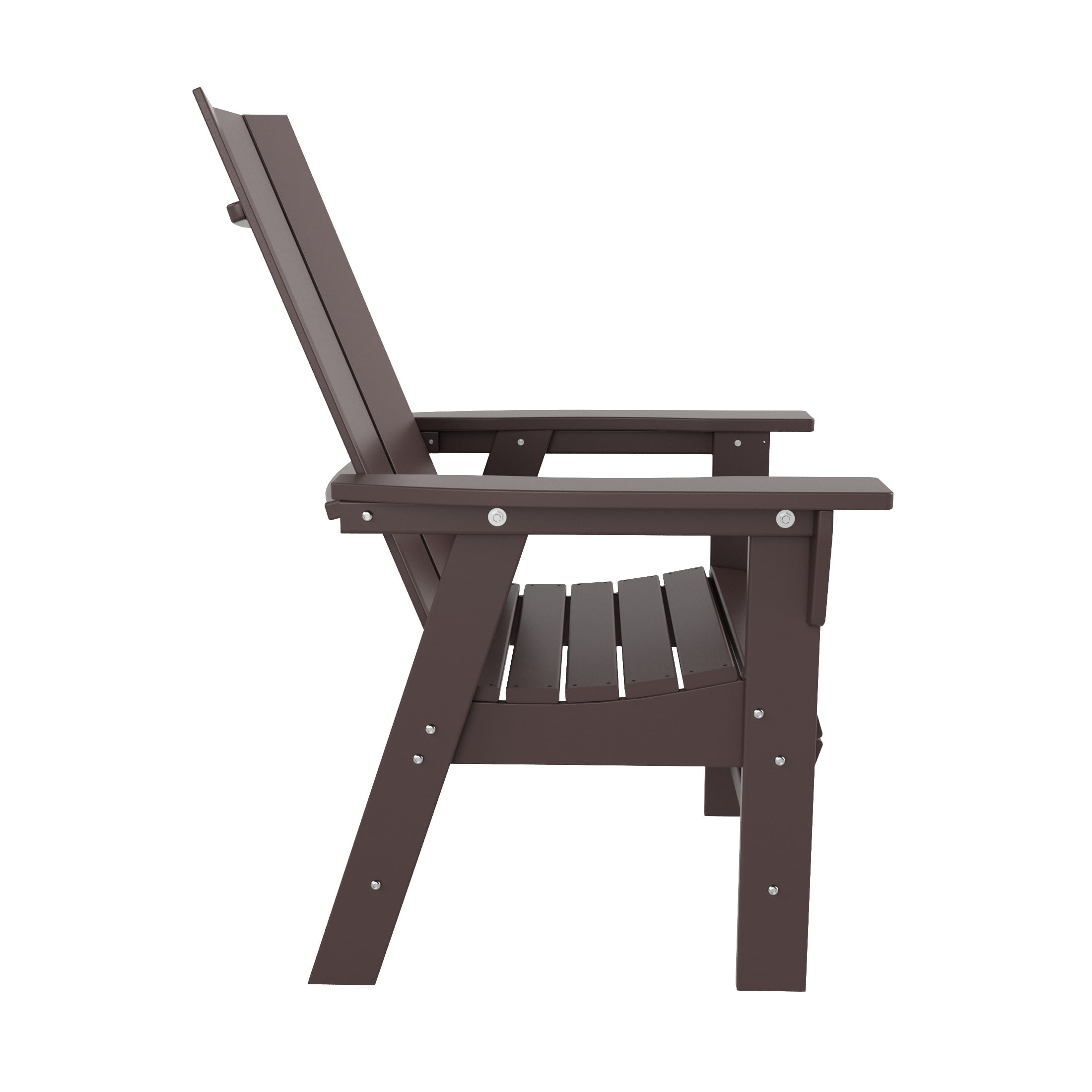WestinTrends Ashore 5 Pieces Adirondack Patio Dining Set, All Weather Poly Lumber Slatted Modern Farmhouse Outdoor Furniture Set, 43" Trestle Square Table and 4 Adirondack Dining Chair, Dark Brown