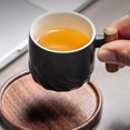 thumbnail image 4 of Juego de 1 taza de café espresso de cerámica de 2 oz con mango de madera, tazas de té pequeñas, 4 of 5