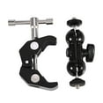 thumbnail image 2 of Dual Ball Head  Arm, Camera Clamp Mount, with 1/4 Thread, Adjustable Clamp for Most Cameras, Action Cam, DSLR Camera Rig, 2 of 8