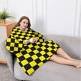 thumbnail image 5 of Oversized Wearable Blanket Hoodie,Yellow and Black Checkered Pattern Sherpa Blanket Hoodie with Super Pockets,Super Warm Fuzzy Pullover for Women & Men, 5 of 6
