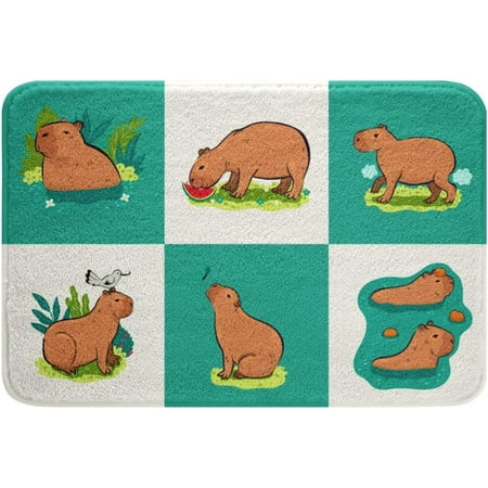 

Cute Capybara Bath Mats Cartoon Wild Animals Bathroom Mats Rugs Capybara Grid Rug Carpets Floor Mat Bathroom Decorationsches for Kitchen Bedroom Door Mat 20x32 Inch