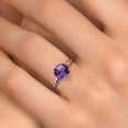 thumbnail image 4 of Gem Stone King 14K White Gold Purple Amethyst Solitaire Engagement Ring for Women | 1.70 Cttw | Round 8MM | Gemstone February Birthstone | Size 7, 4 of 6
