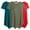 Teal, Olive, Red, variant on 3 Pack Women's V-Neck Short Sleeve Swing Tops with Flowy Hem