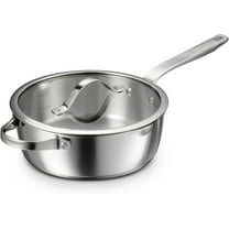 Tempo Tri-Ply Base Stainless Steel 3.5-Quart Saute Pan with Glass Lid, Induction-Ready Cooking Pan, Oven-Safe, Dishwasher-Safe