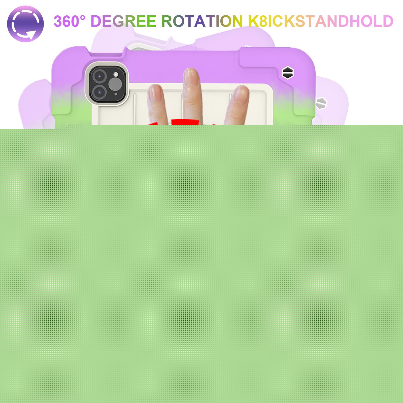 thumbnail image 6 of Rugged Case for iPad Air 11 Inch 2024 A2902/A2899/A2900, Heavy Duty Protection Case with Shoulder Strap + Pencil Holder + 360° Rotating Hand Strap + Kickstand 3 In 1 Cover, Lavender, 6 of 11