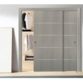 thumbnail image 3 of Sliding Closet Bypass Doors with hardware | Planum 0020 Grey Oak | Sturdy Rails Moldings Trims Hardware Set | Modern Wood Solid Bedroom Wardrobe Doors-84" x 80" (2* 42x80), 3 of 6
