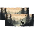 thumbnail image 1 of Cortinas con cenefa de cabina con diseño de bosque, pinos y ciervos, cortinas cortas para cocina, ventanas, baño, dormitorio, 54 x 18 pulgadas (2 unidades), 1 of 5