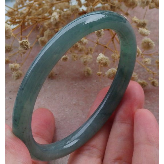 Certified Icy Green Burma 100% Natural A JADE Jadeite Circle Bangle Bracelet 59 mm 675153 TN