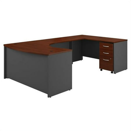 UPC: 0042976052454 | Bush Business Furniture Series C 60W RH Bow Front U Desk w/ Drawers by Hansen Cherry/Graphite Gray