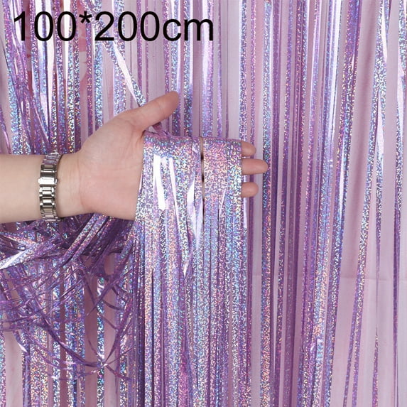 Ayyufe Fringe Curtain 100x200cm Glitter Fringes Metallic Curtain Birthday Party Wedding Backdrop Decor