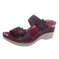 thumbnail image 2 of Patlollav Womens Summer Retro Casual Flowers High-heeled Flat-bottomed Ladies Wedge Slippers, 2 of 5