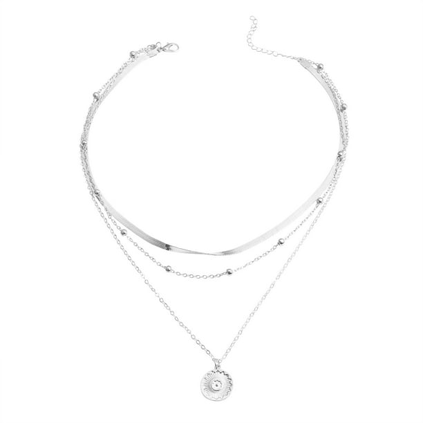 Collar multicapa Wmkox8yi Lady Sunshine con colgante de cadena de moda joven