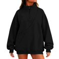 thumbnail image 4 of NMMUED Sweatshirt with Dog Pouch Quarter Zip Pullover Women Pet Pouch Sweatshirt Pullover Sweatshirts for Women Pet Pouch Sweatshirt Womens Sweatshirts No Hood Pet Carrier Sweatshirt Black L, 4 of 6