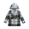 thumbnail image 2 of Bjutir Toddler Boys Tops Kids Flannel Jacket Plaid Long Sleeve Lapel Button Down Shacket Baby Girls Shirt Hooded Top Coat Outwear, 2 of 9
