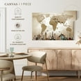 thumbnail image 5 of Elephant Stock Neutral Steel World Map Wall Art - Horizontal Canvas Wall Art - Living Room Wall Decor - Map Canvas - Brown And Gray Decor - 48" x 32", 5 of 8