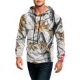 thumbnail image 3 of Havenx Men's Camo Hoodies Sweatshirt Long Sleeve Maple Leaf Print Hoodies with Pockets Drawstring Hooded Sweatshirt Fishing Hunting Camping Athletic Workout Fall Winter Clothing,Gray 3XL, 3 of 6