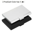 thumbnail image 3 of Uxcell Professional Business Card Holder Aluminum Pocket Credit Card Case, Black, Silver 2 Pack, 3 of 6