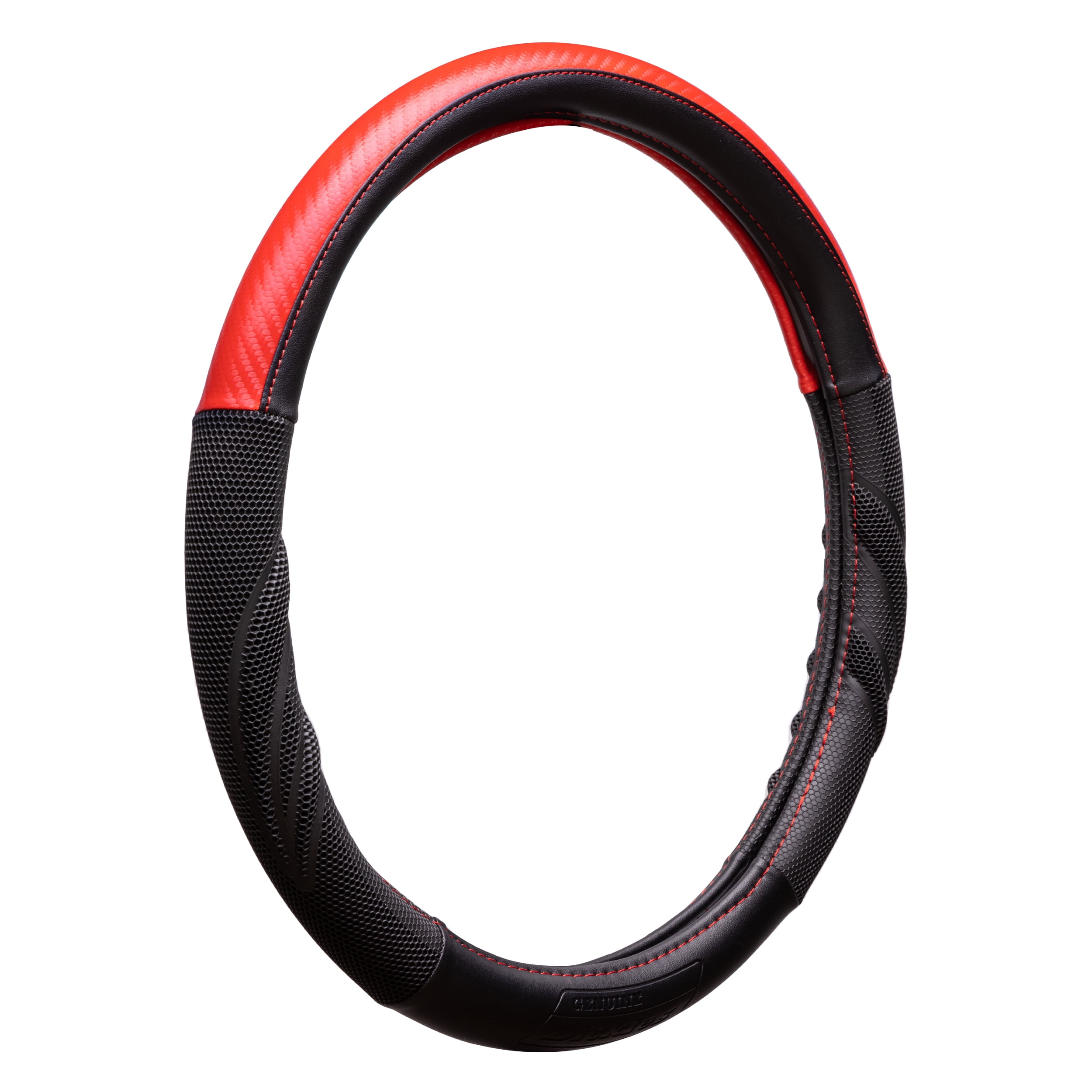 Genuine Dickies Black-Red Carbon Fiber Dura Grip Steering Wheel Cover 34099PWDI