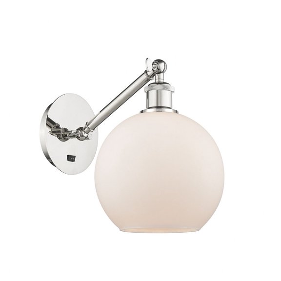 317-1W-PN-G121-8-LED-Innovations Lighting-Athens - 1 Light Wall Sconce In Industrial Style-12.38 Inches Tall and 8 Inches Wide Polished Nickel Matte
