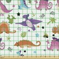 thumbnail image 2 of Ambesonne Cartoon Fabric by the Yard Upholstery, Funny Dinosaurs and Cacti, 2 Yards, Multicolor, 2 of 5