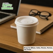 [50 PACK] 4 oz White Disposable Paper Coffee Espresso Cups with White Lids - White Paper Disposable Coffee Hot Tea Cups Espresso - Bio Degradable Eco Friendly Hot Beverage, To Go, Wholesale