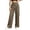 Khaki*, variant on RUTAYY Women's Pants Tie Waist Pleated Wide Leg Solid Color Side Pockets Casual Trousers Black