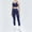 Navy, variant on SKQIT Women's 2 Piece Workout Set Ruched Longline Sports Bra & High Waisted Leggings Removable Pads Yoga Pilates Outfit