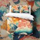 thumbnail image 4 of Escala de pescado de colores funda de edredón japonés juego de cama, funda nórdica de algodón, 4 of 5
