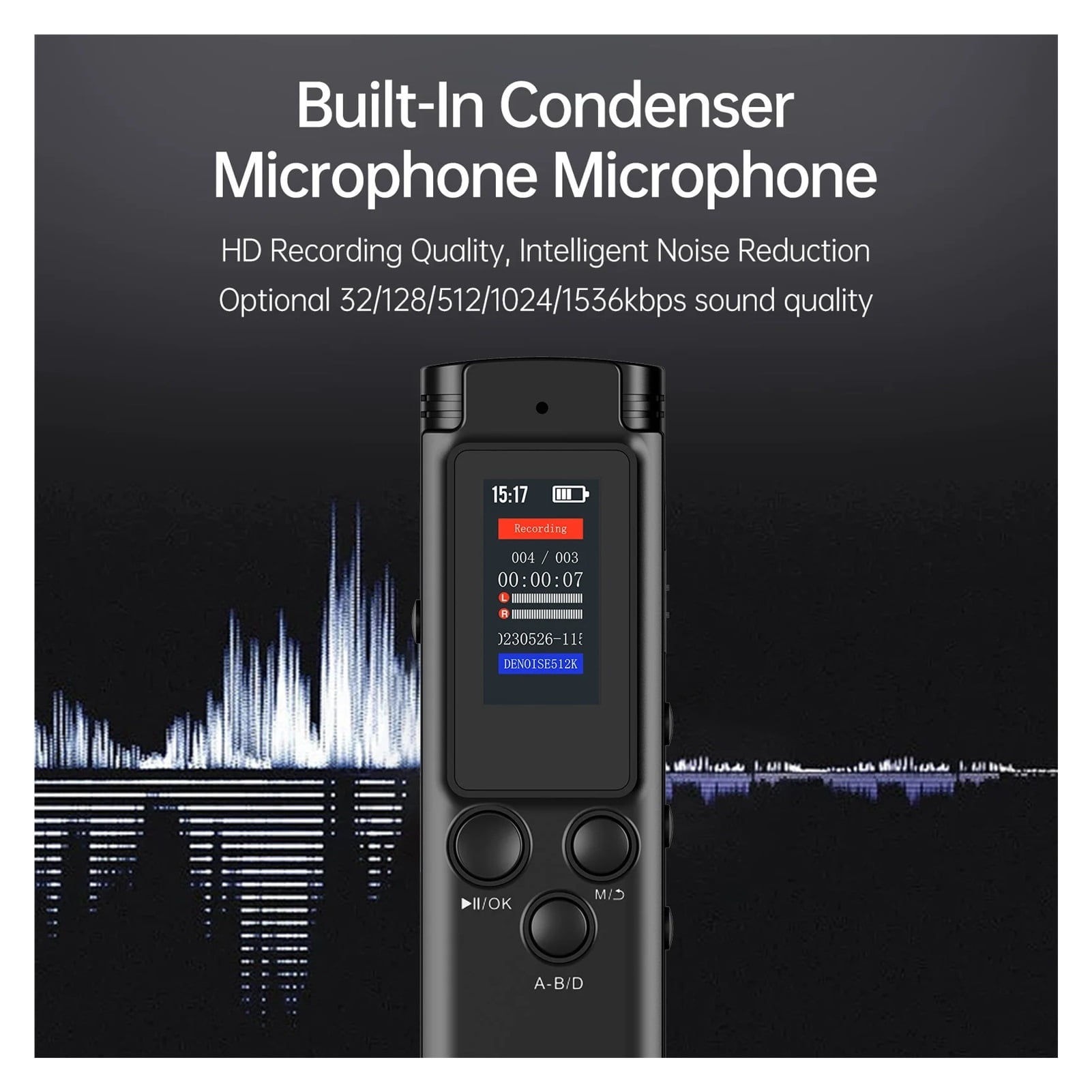 Digital Voice Recorder Voice Activated Recording Noise Reduction with Playback  Music Player ,Multi-Function