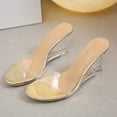 thumbnail image 6 of Women's Slipper Transparent T Strap High Heel Slide Sandals Open Toe Flip Flops for Outdoor Casual Summer Beach Wear, 6 of 8