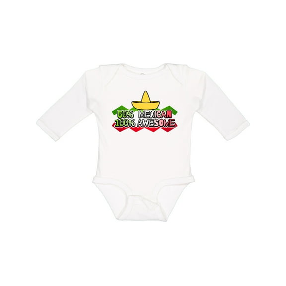 Inktastic 50% Mexican 100% Awesome Boys or Girls Long Sleeve Baby Bodysuit