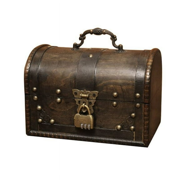 Chic Wooden Pirate Jewellery Storage Box Case Holder Vintage Treasure Chest for Wooden organizer Large
