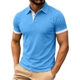 thumbnail image 6 of Muscularfit Polo Shirts T Shirt Men Work Shirts Ringer Oversized Undershirts Blue Short Sleeve Collared Men Shirts Casual,L, 6 of 8